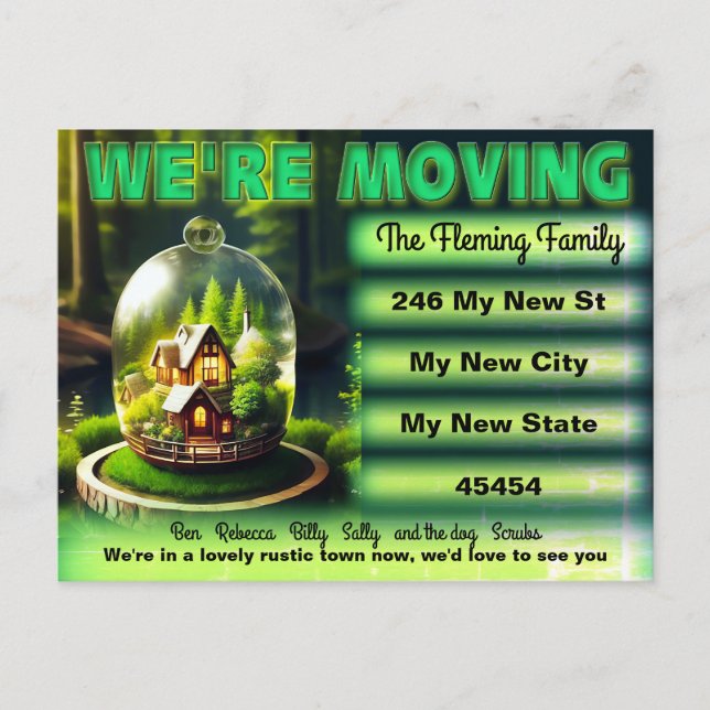We're Moving, Rustic Country Glass Dome Cover Post Postcard (Front)