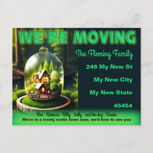 We're Moving, Rustic Country Glass Dome Cover Post Postcard