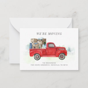 We're Moving Vintage Red Truck Change of Address Card