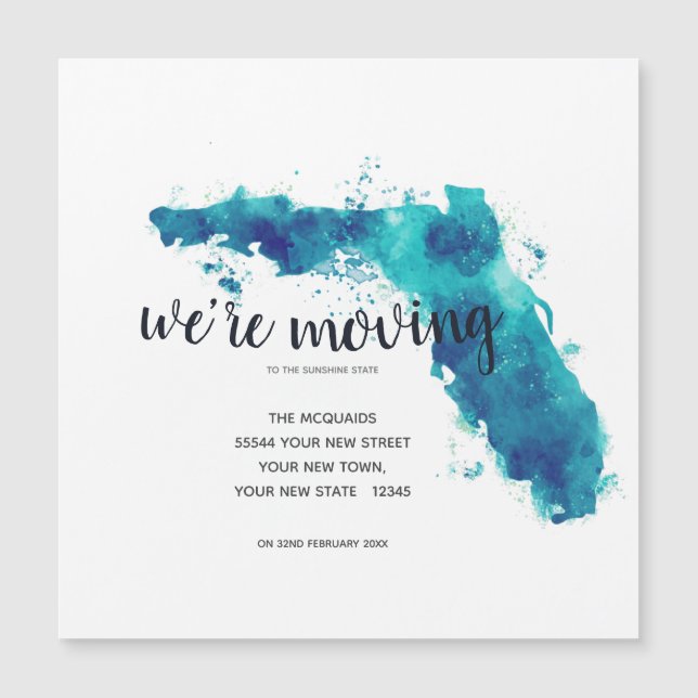 We're Moving Watercolor Florida Announcement (Front)