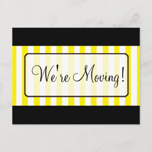 We're Moving Yellow Striped Notification Postcards