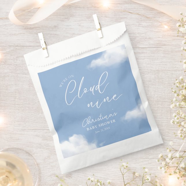 We're on Cloud 9 Baby Shower Blue Favour Bags (Clipped)