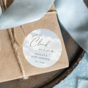 We're On Cloud 9 Baby Shower Favour Classic Round Sticker