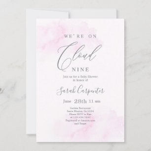 We're on Cloud 9 Baby Shower Girl Invitation