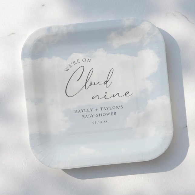We're On Cloud 9 Baby Shower  Paper Plate (Creator Uploaded)