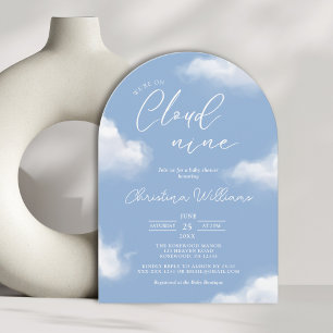 We're on Cloud 9 Blue Baby Shower Invitation
