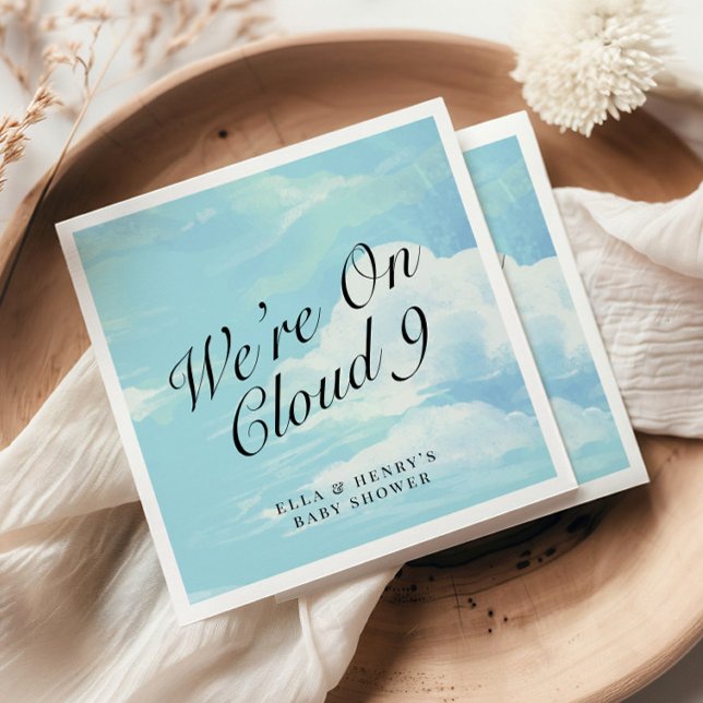 We're on Cloud 9 Blue Sky Couples Baby Shower Napkin (Creator Uploaded)