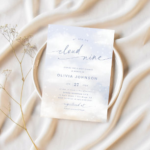 We're On Cloud 9 Dreamy Clouds Baby Shower  Invitation