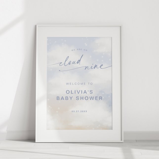 We're On Cloud 9 Dreamy Clouds Baby Shower Welcome Poster (Creator Uploaded)