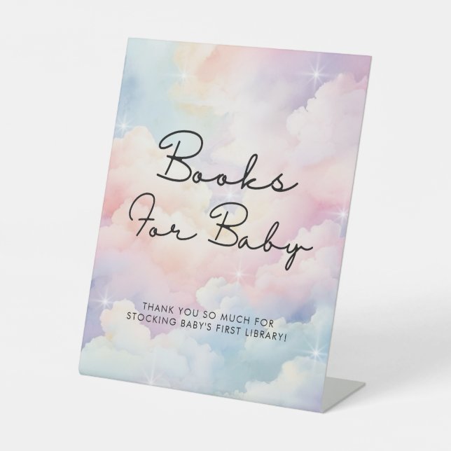 We're On Cloud 9 First Books Baby Shower Pedestal Sign (Front)