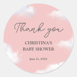 We're on Cloud 9 Pink Girl Baby Shower Thank You Classic Round Sticker