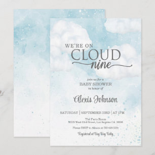 We're on Cloud Nine Baby Shower (Boy) Invitation