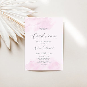 We're on Cloud Nine Baby Shower Girl Invitation