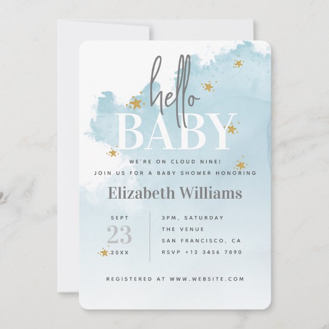 We're on Cloud Nine Baby Shower Invitation (Front)
