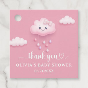 We're On Cloud Nine Cute Pink Girl Baby Shower  Favour Tags