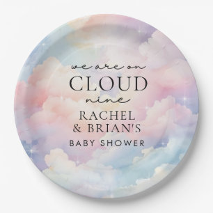 We're on Cloud Nine Dreamy Sky Baby Shower Paper Plate