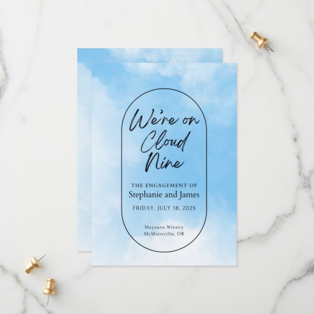 We're On Cloud Nine Engagement Party Invitation (Front/Back In Situ)