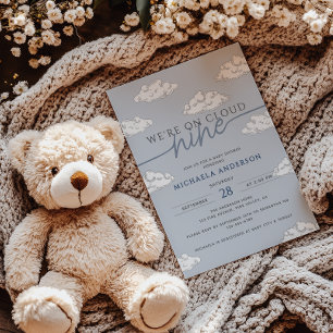 We're On Cloud Nine Hand Drawn Clouds Baby Shower Invitation