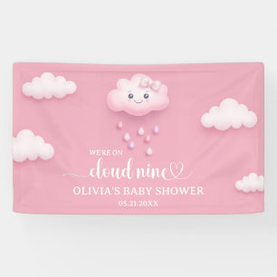 We're on cloud nine pink girl Baby Shower Banner
