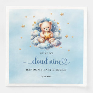 We're on cloud nine sleeping teddy bear boy napkin