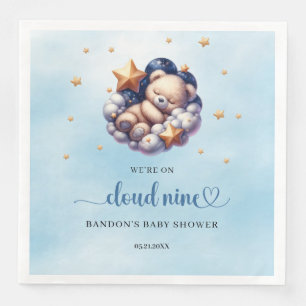 We're on cloud nine sleeping teddy bear boy napkin