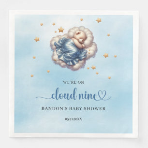 We're on cloud nine sleeping teddy bear boy napkin