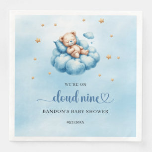 We're on cloud nine sleeping teddy bear boy napkin