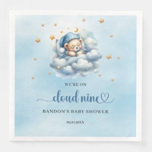 We're on cloud nine sleeping teddy bear boy napkin