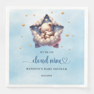 We're on cloud nine sleeping teddy bear boy napkin