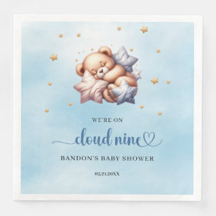 We're on cloud nine sleeping teddy bear boy napkin