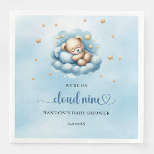 We're on cloud nine sleeping teddy bear boy napkin