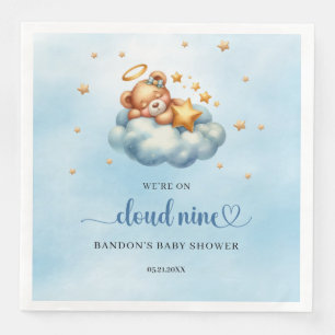 We're on cloud nine sleeping teddy bear boy napkin