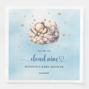 We're on cloud nine sleeping teddy bear boy napkin