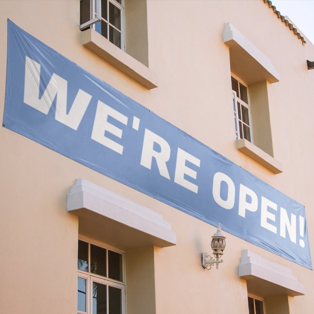We're Open ! Blue & White Promotional Sign Banner (Creator Uploaded)