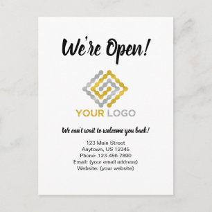 We're Open Business Reopening Announcement Postcard