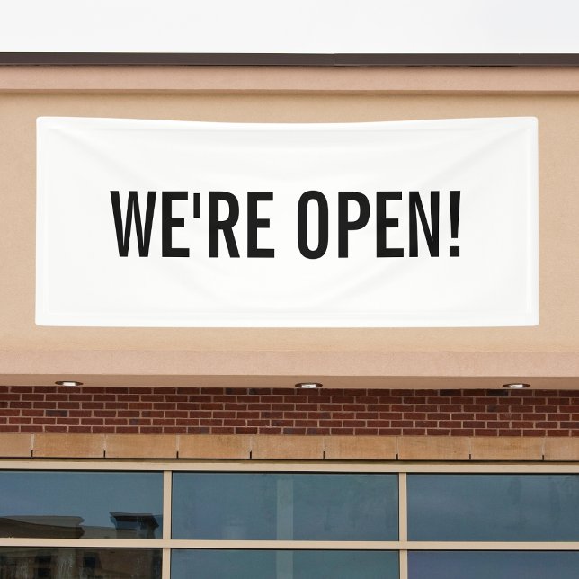 We're Open Simple Minimal Minimalist Business Banner (Creator Uploaded)