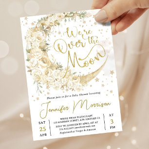 Were Over The Moon Baby Shower Gender Neutral Invitation