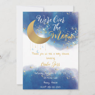 We're Over The Moon Baby Shower Invitation