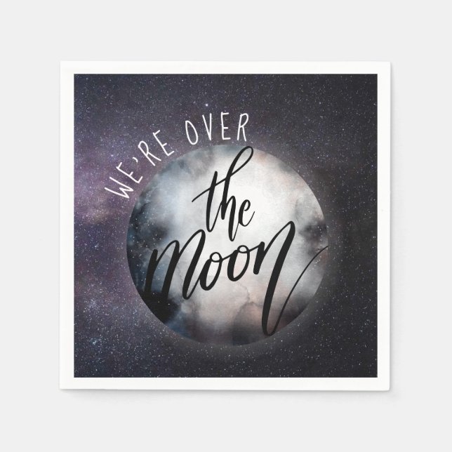 We're Over the Moon Baby Shower Napkin (Front)