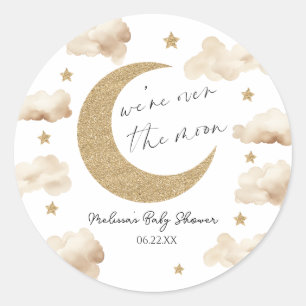 We're Over The Moon Boho Celestial Baby Shower Classic Round Sticker