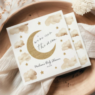 We're Over The Moon Boho Celestial Baby Shower Napkin