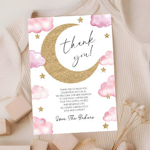 We're Over The Moon Boho Celestial Baby Shower Thank You Card