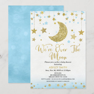 We're Over The Moon Boys Baby Shower Invitation