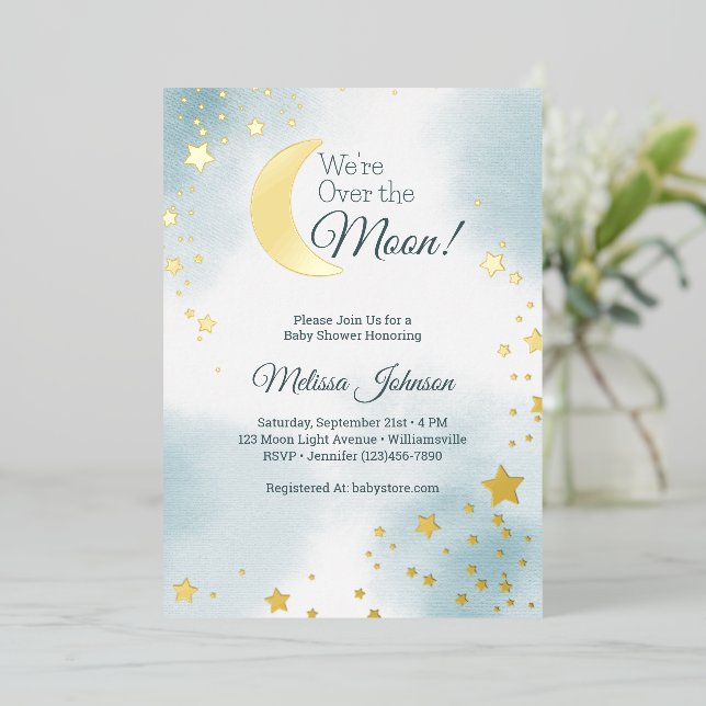 We're Over the Moon Dreamy Boy Baby Shower (Standing Front)