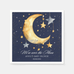 We're Over The Moon Glitter Boy Baby Shower Napkin