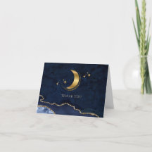 We're Over the Moon Gold Stars Blue Baby Shower