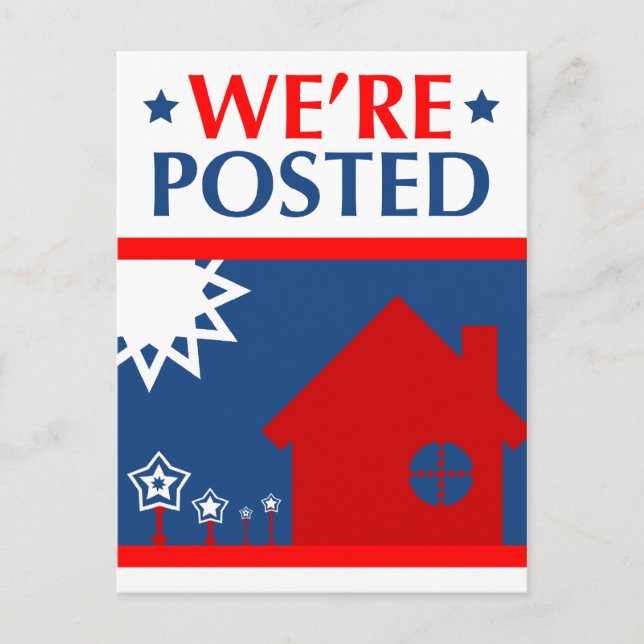 we're posted announcement : pop home postcard (Front)