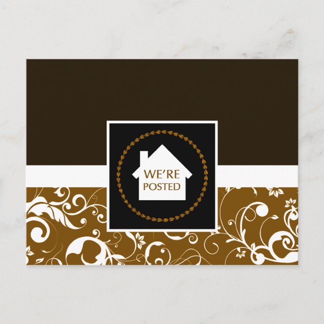 we're posted announcement : professional damask postcard (Front)