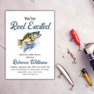 We're Reel Excited Little Fisherman Baby Shower Invitation
