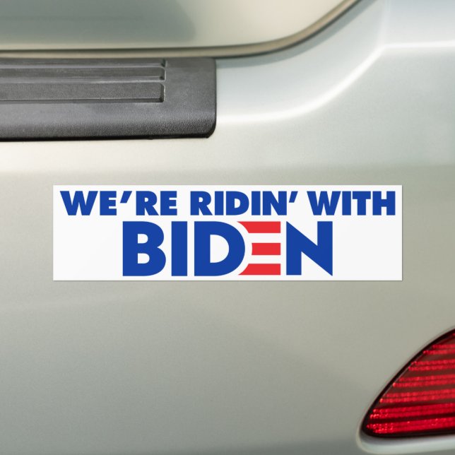 We're Ridin' With Biden 2024 Bumper Sticker (On Car)